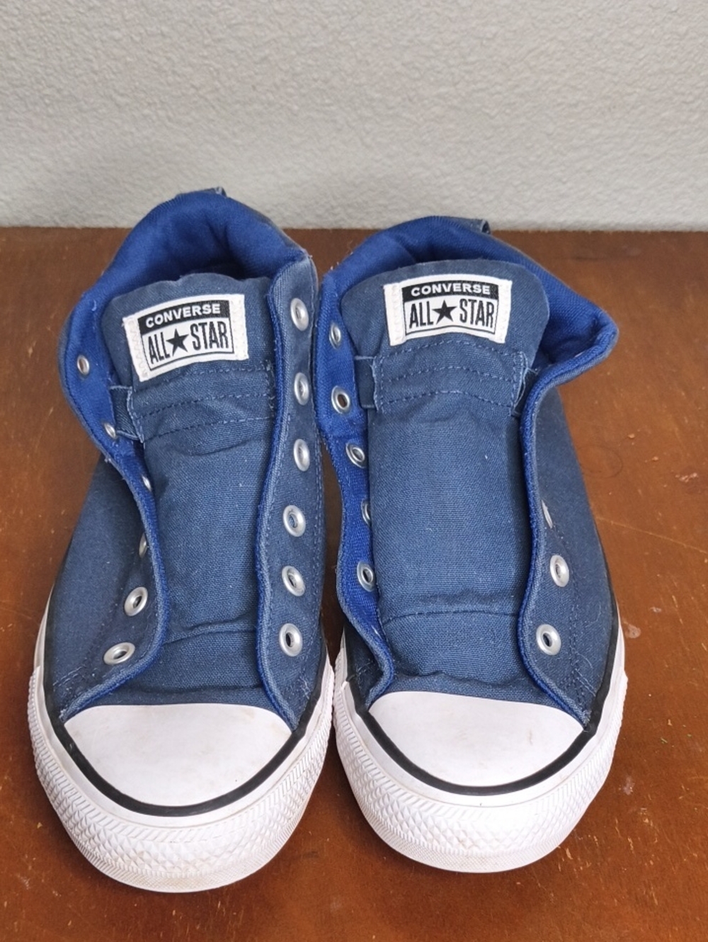 Converse Mens Navy Blue All Star Slip-On Canvas Sneakers No Laces Size 9 AW